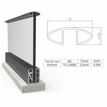 Lan can kính không trụ LCK002