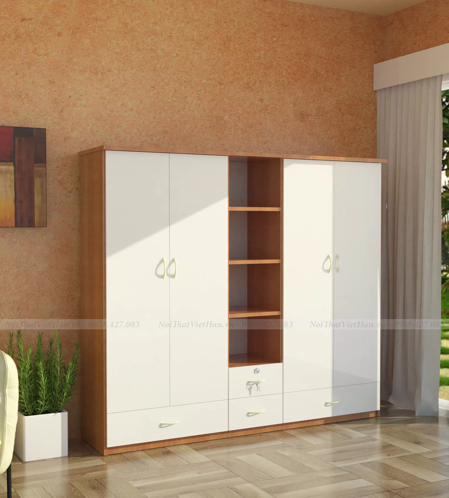 Tủ Nhựa Đài Loan 4 cánh 2 ngăn